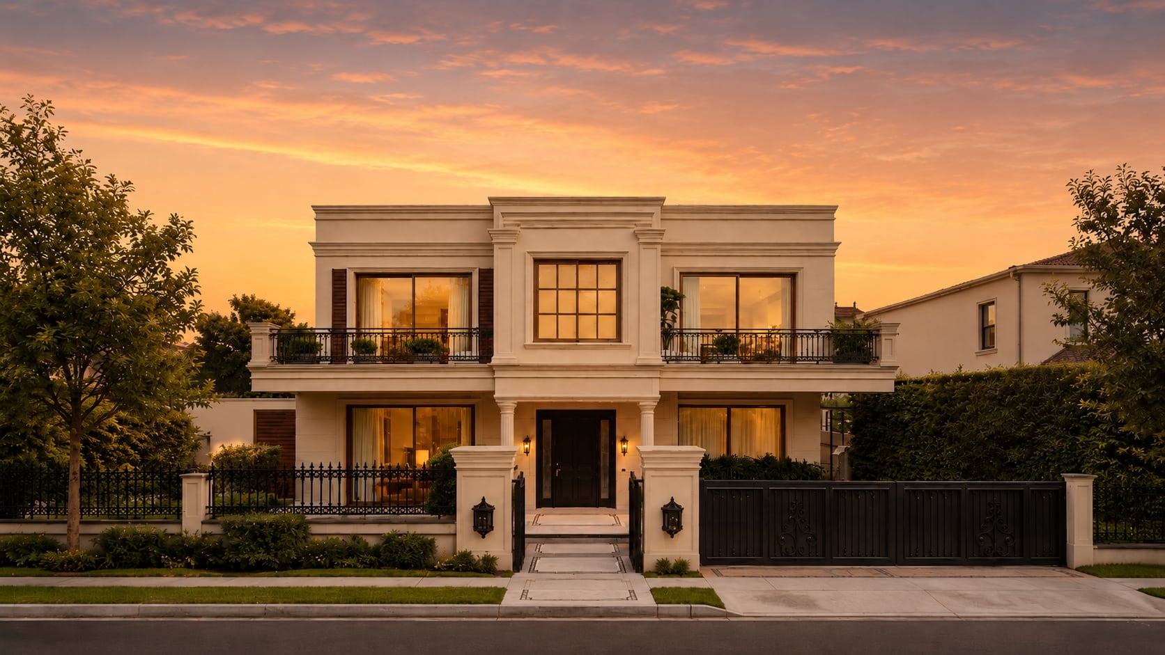 Evening time house preview